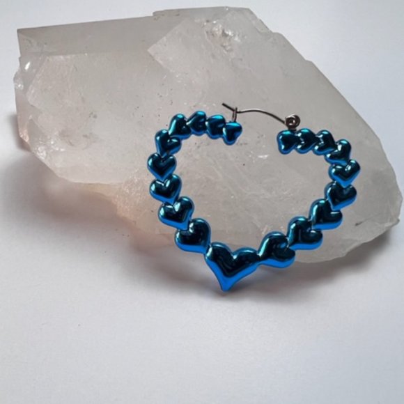 Blue Heart Earrings - Picture 2 of 3
